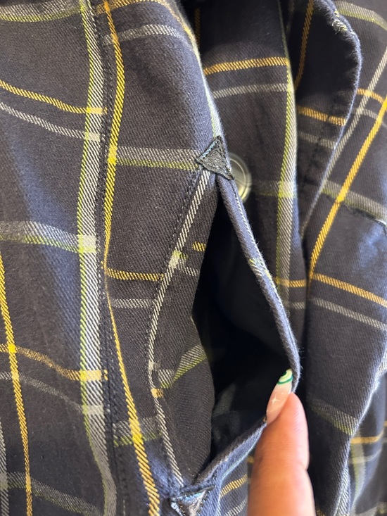 Vintage Aeropostale Double-Breasted Plaid Women's Peacoat Jacket - Navy & Yellow - Picture 13 of 14